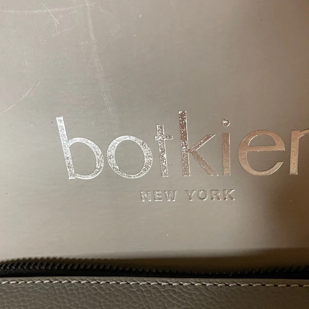 Botkier NY Valentina Charcoal Leather Wristlet Clutch with Silver Detail Botkier